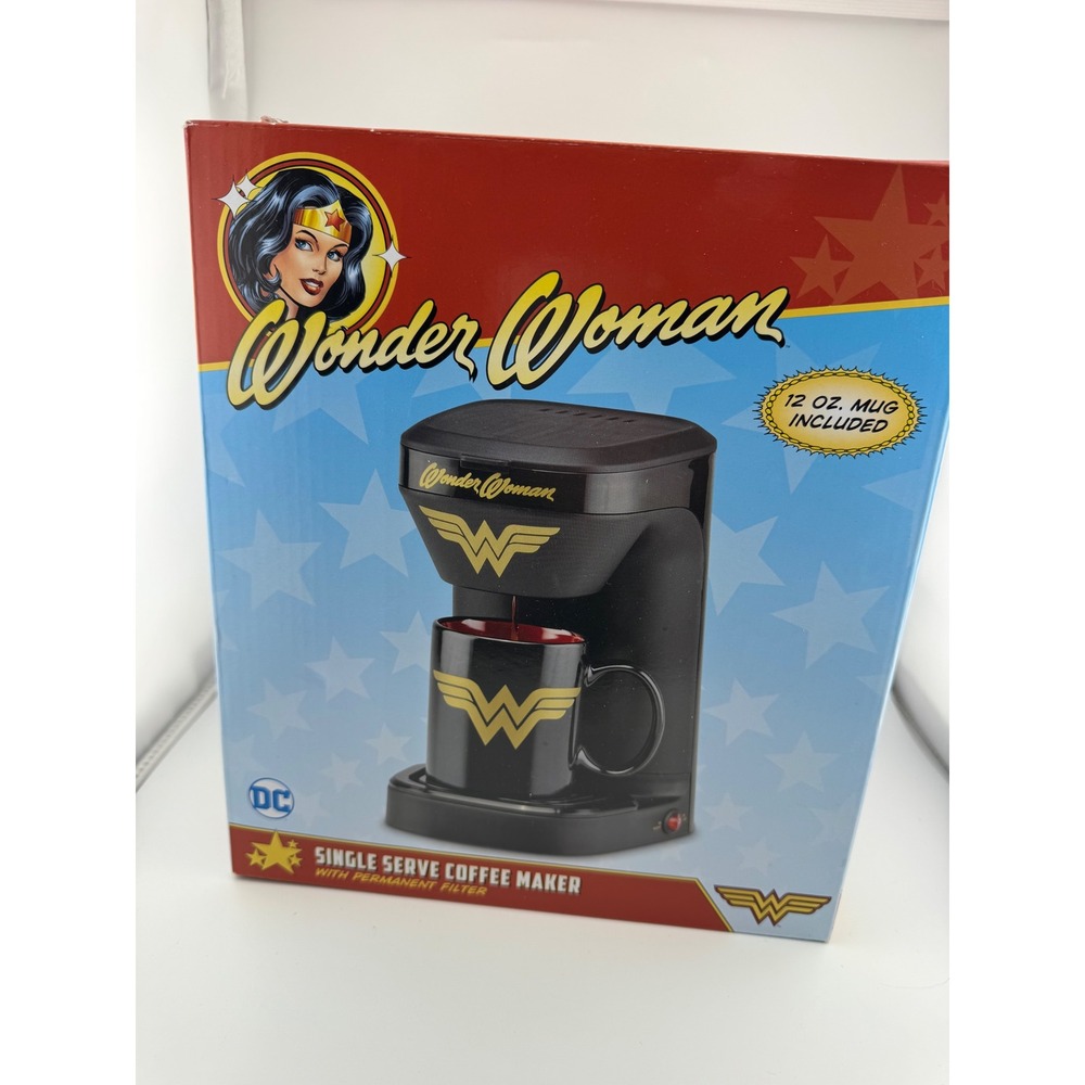 Wonder Woman Single‎ Serve Coffee Maker with 12 oz Mug DC Comics DCW-123CN New